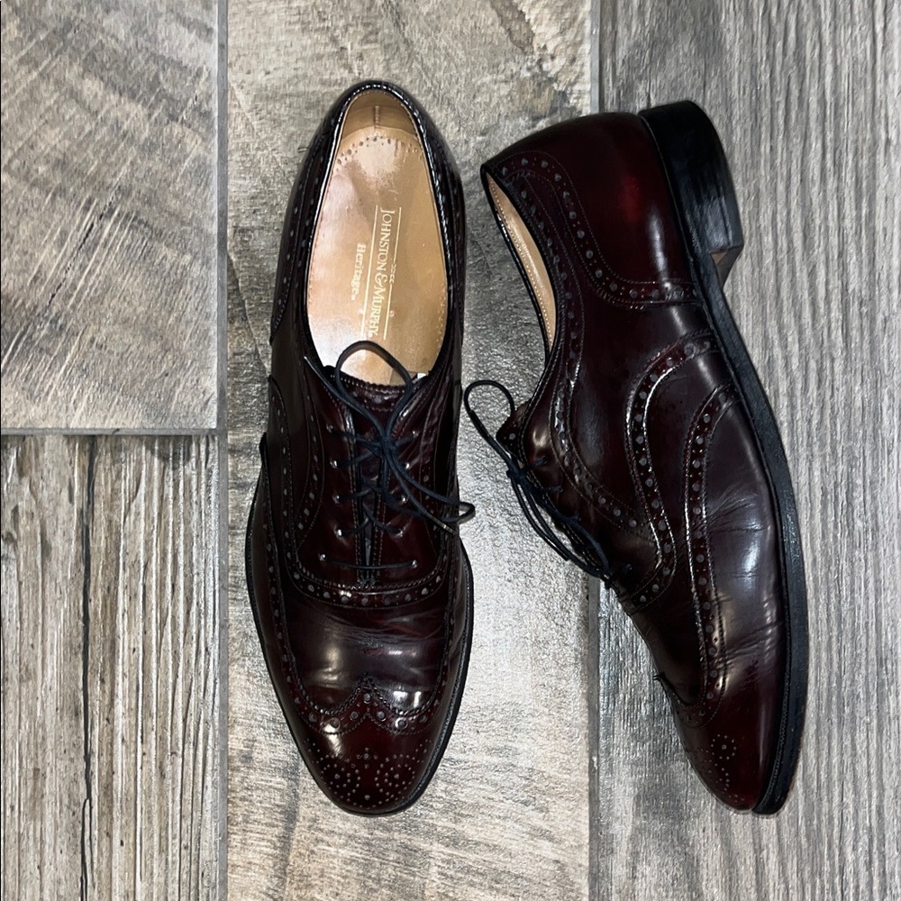 Johnston & Murphy Heritage Men's Burgundy brown Leather Dress Shoes